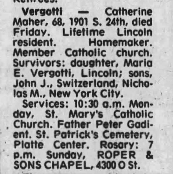 Catherine Maher Vergotti obituary